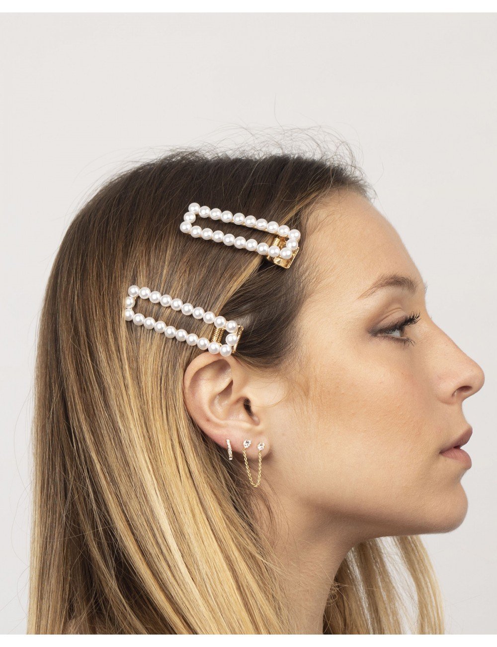 Square pearl hair clip