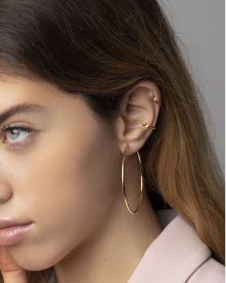 Jewellery Earrings Cuff & Wrap Earrings 14K 18K Solid Gold Simple Minimalist Crisscross X Wire Non Pierced Ear Cuff Earring 